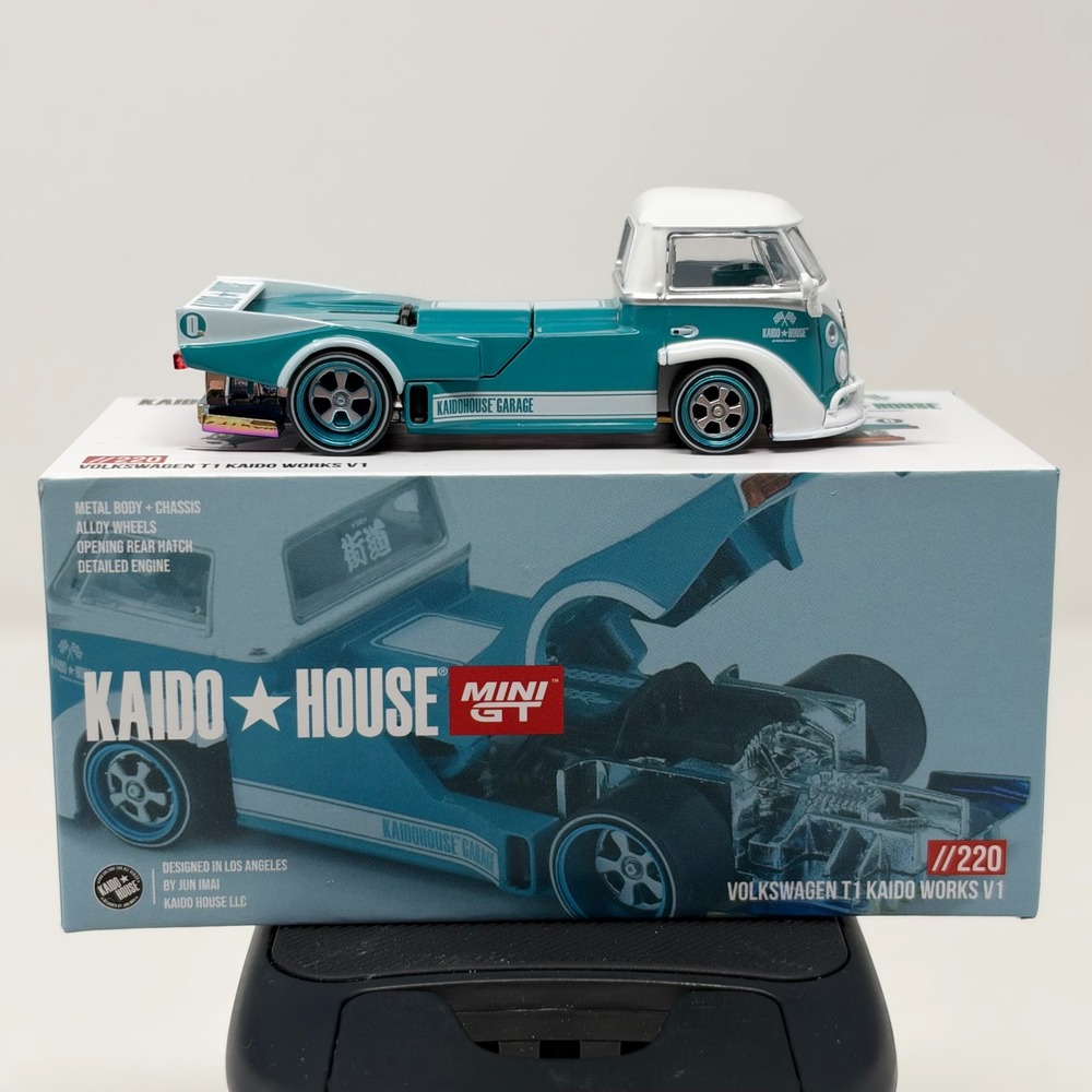 Mini GT Kaido House Volkswagen T1 Kaido Works V1 Teal White KHMG220 1:64 Diecast